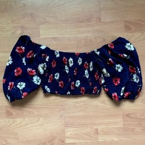 Forever 21 Blue Floral Crop Top